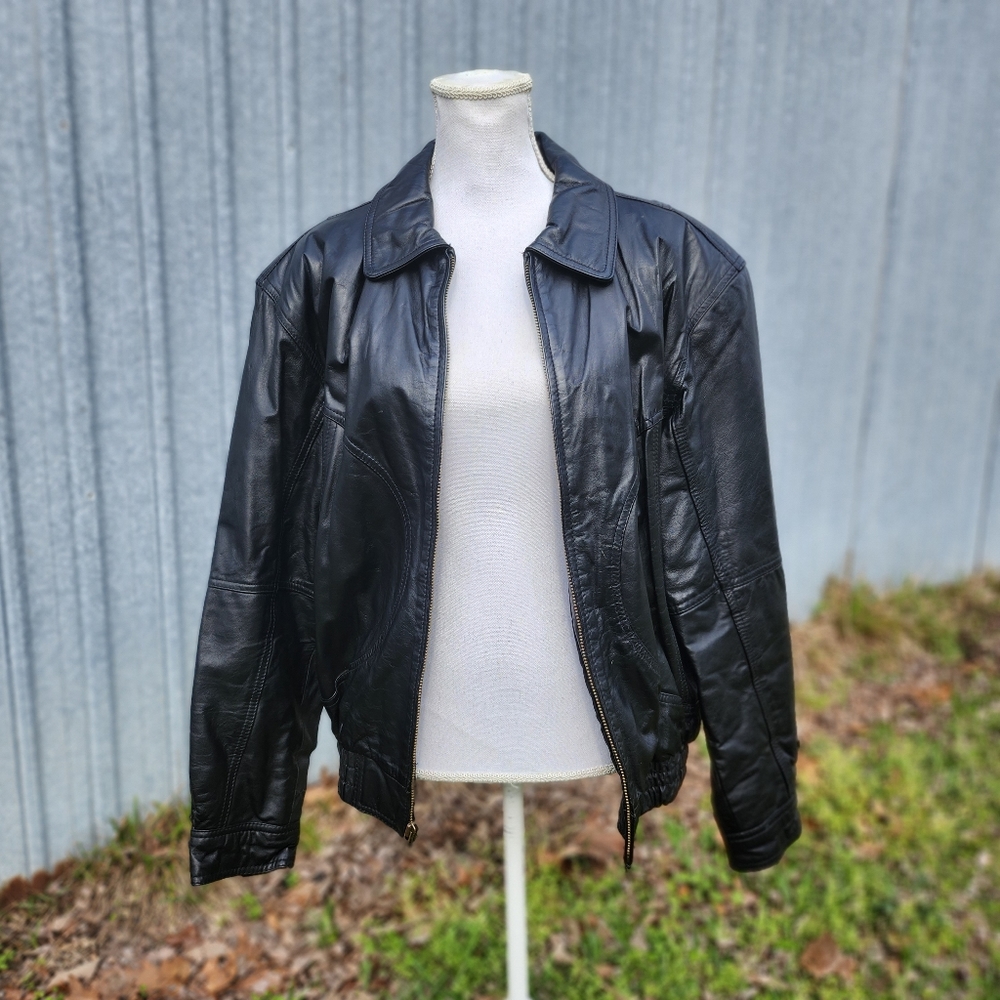 90s Leather Bomber Jacket